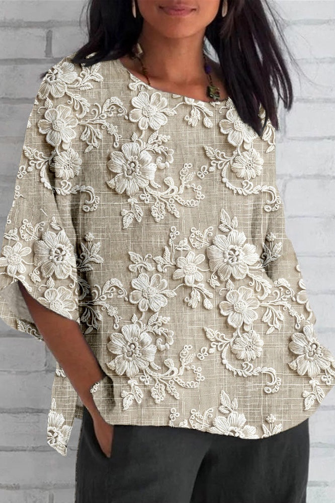 Ursula | Leichtes Top mit floraler Stickerei