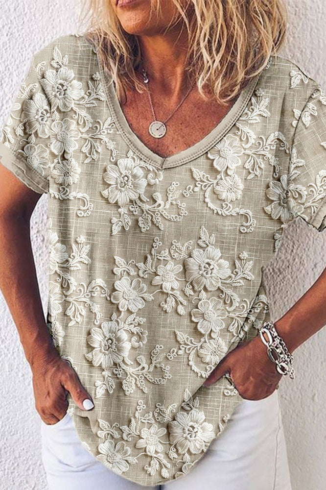 Marlies | Feminines Kurzarmshirt mit zartem Blumenmotiv