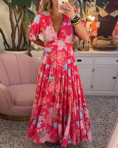 Elina | Langes Blumen-Kleid für einen eleganten Look