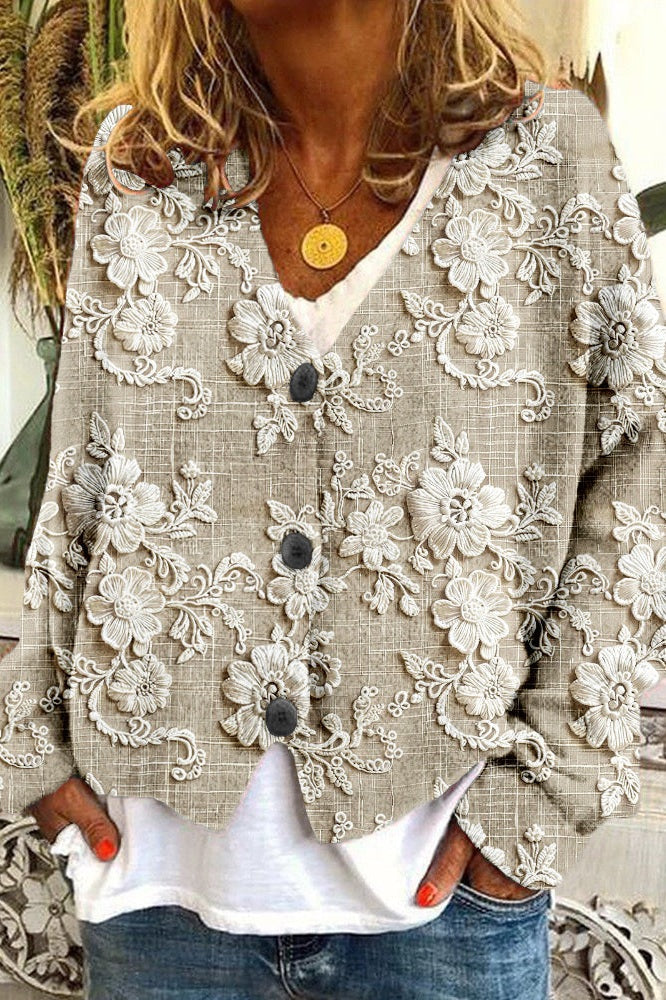 Melitta | Cardigan mit zarten Blütenstickereien