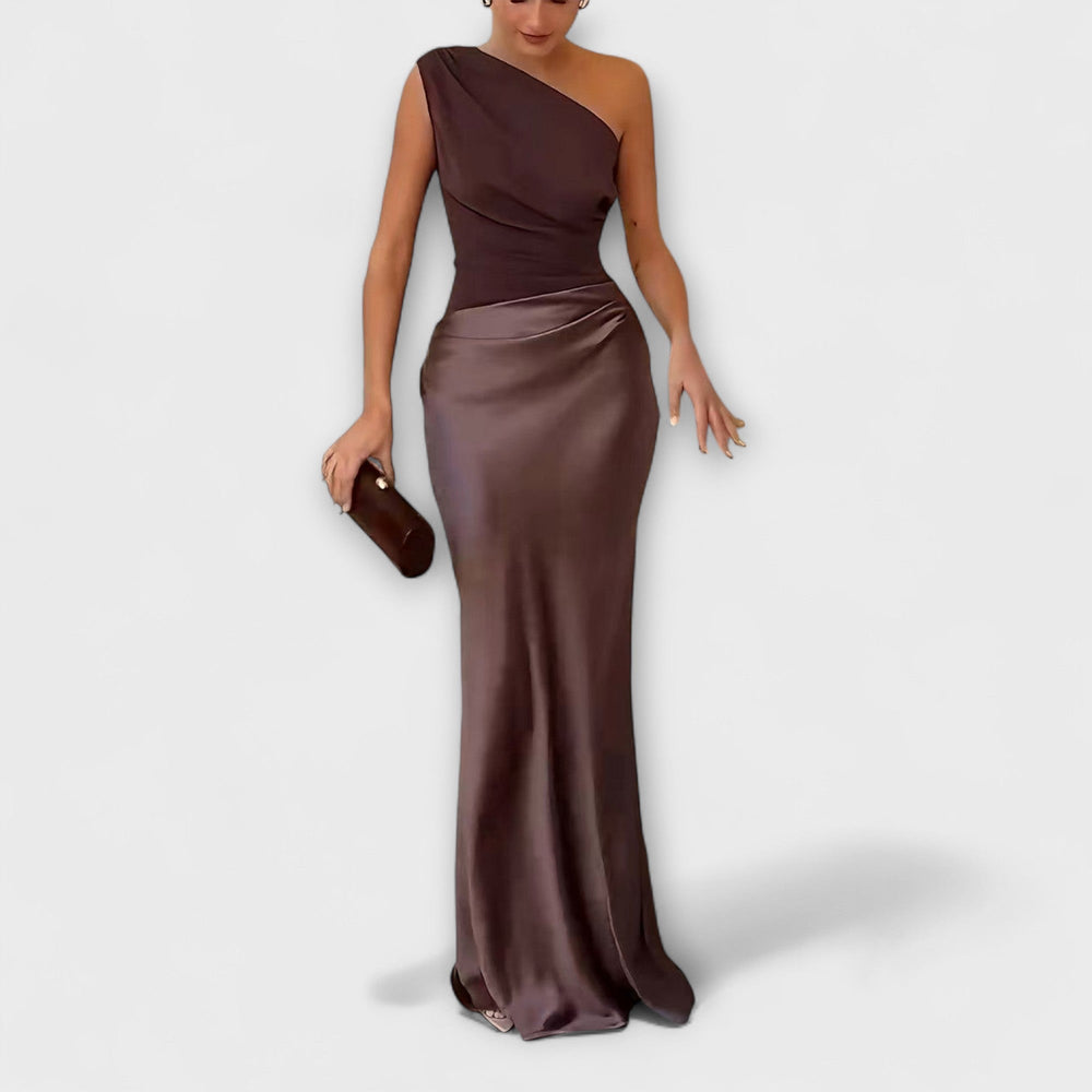 Britta | Elegantes One-Shoulder-Faltenkleid für besondere Anlässe