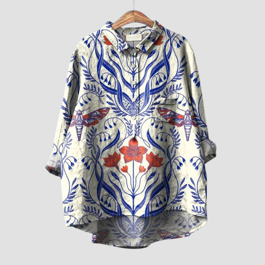 Cordula | Florale Oversize-Bluse mit kunstvollem Muster