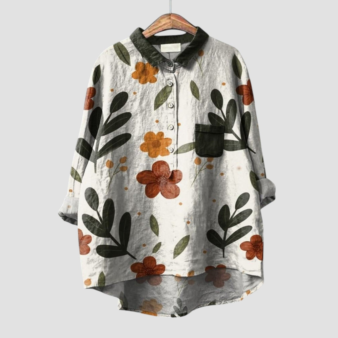 Hedy | Florale Oversize-Bluse mit Kontrastkragen