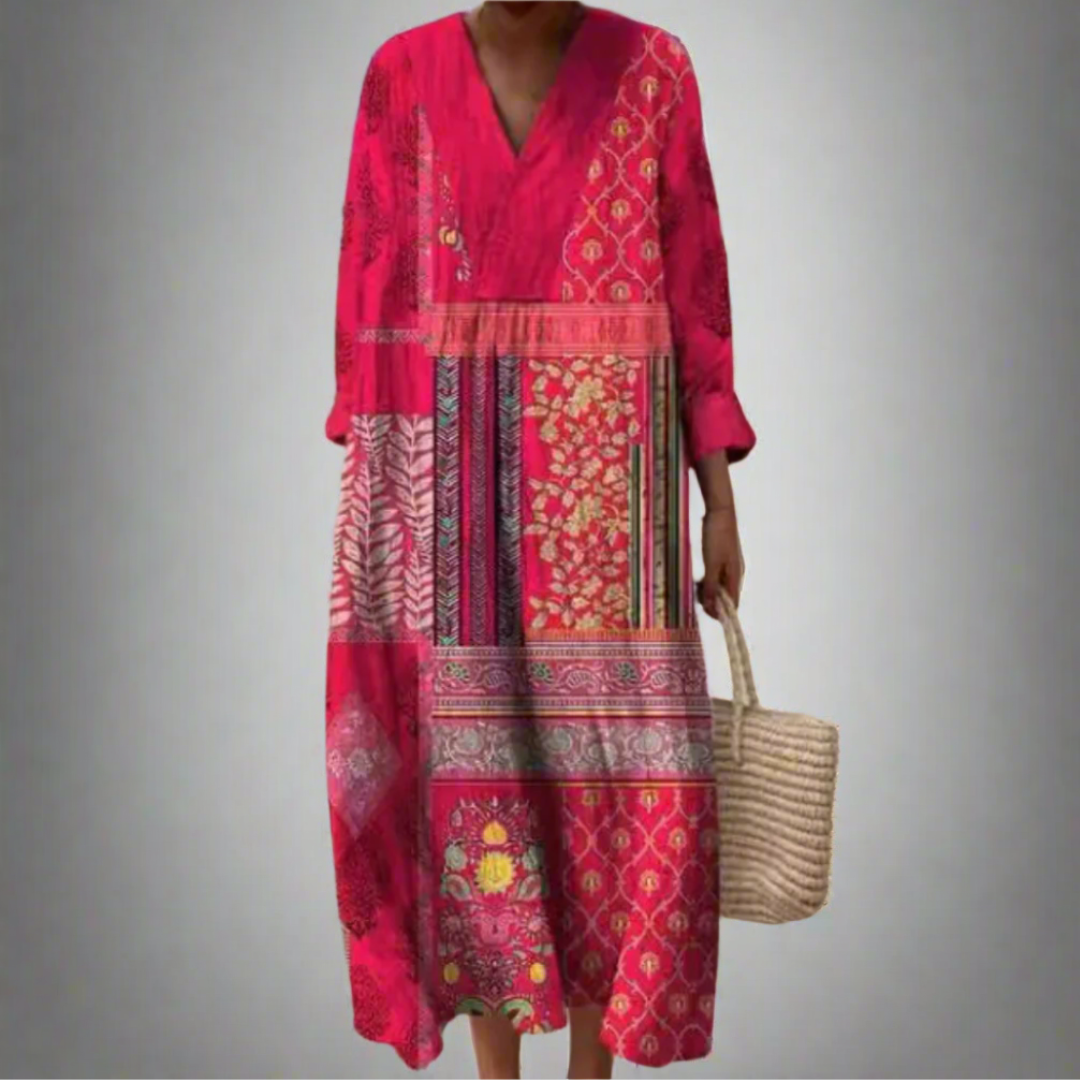 Tanja | Fließendes Patchwork-Kleid mit leichter Eleganz