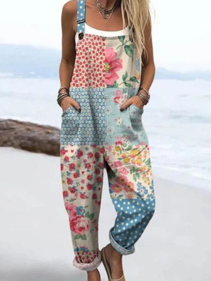 Irmgard | Weite Jumpsuit-Overall mit floralem Print
