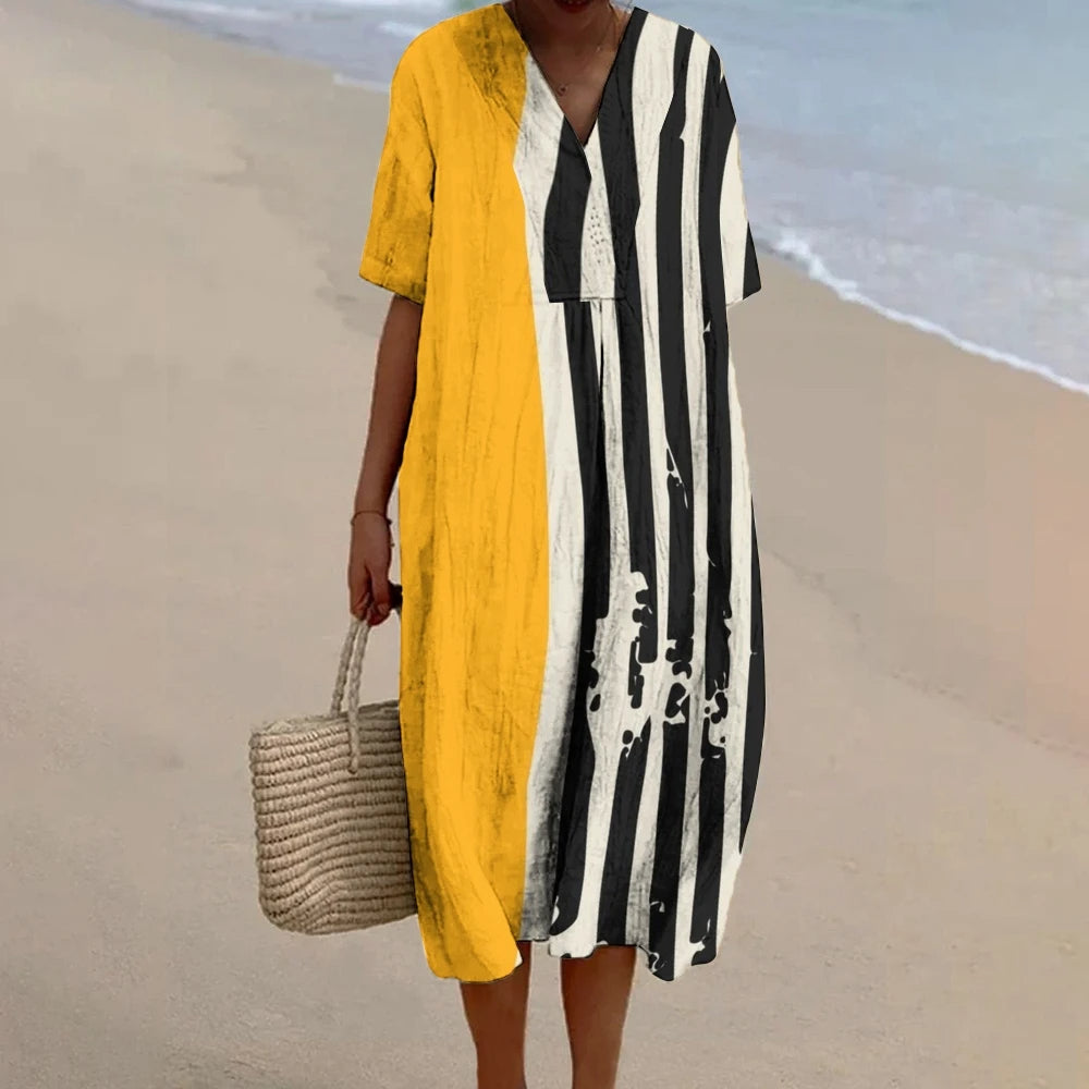 Sabine | Sommerkleid mit Vintage-Print und fließender Passform
