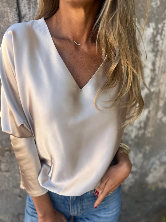 Gerda | Satinbluse mit elastischem Bund