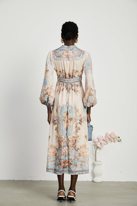 Sophie | Luftiges Midikleid mit Blumenprint und Faltendetail