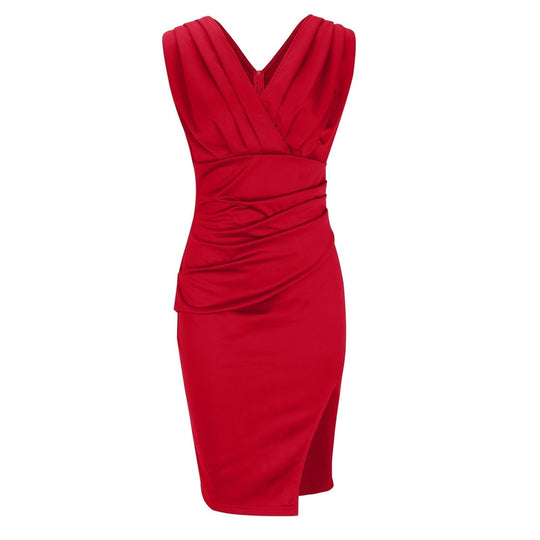 Martina | Figurbetontes Kleid mit V-Ausschnitt und eleganter Beinschlitz-Note