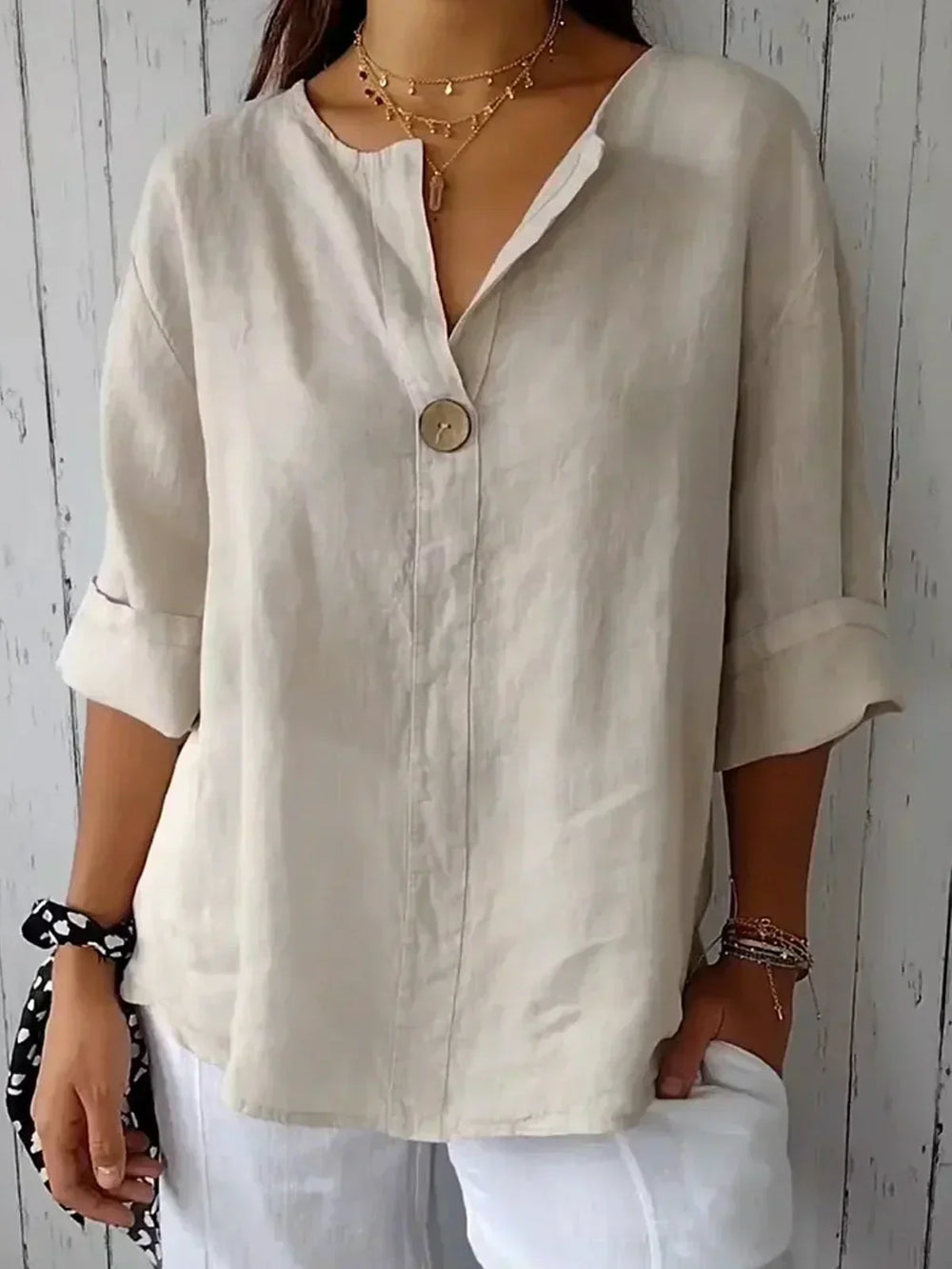 Freja | Lässige Bluse mit V-Ausschnitt für einen entspannten Look
