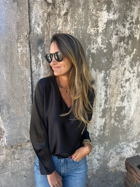 Gerda | Satinbluse mit elastischem Bund