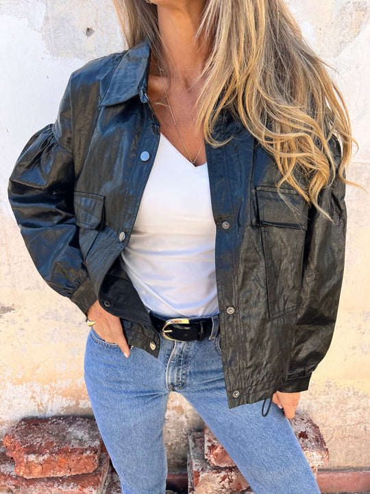 Paula | Eco-Lederjacke mit strukturierter Optik