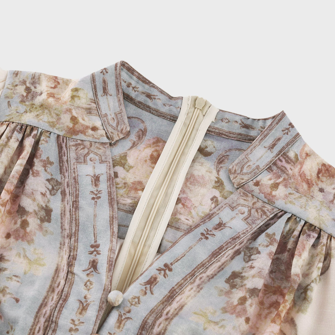 Sophie | Luftiges Midikleid mit Blumenprint und Faltendetail