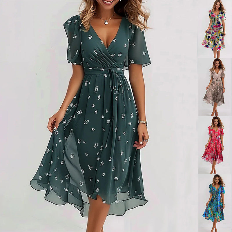 Elena | Luftiges Wickelkleid mit floraler Note