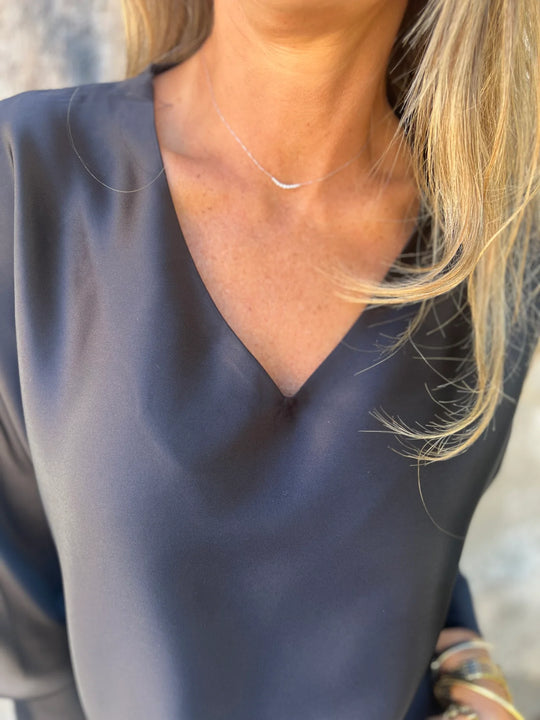 Gerda | Satinbluse mit elastischem Bund