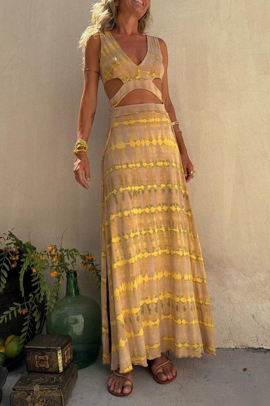 Chloe | Sommerkleid mit elastischer Passform und Tie-Dye-Look