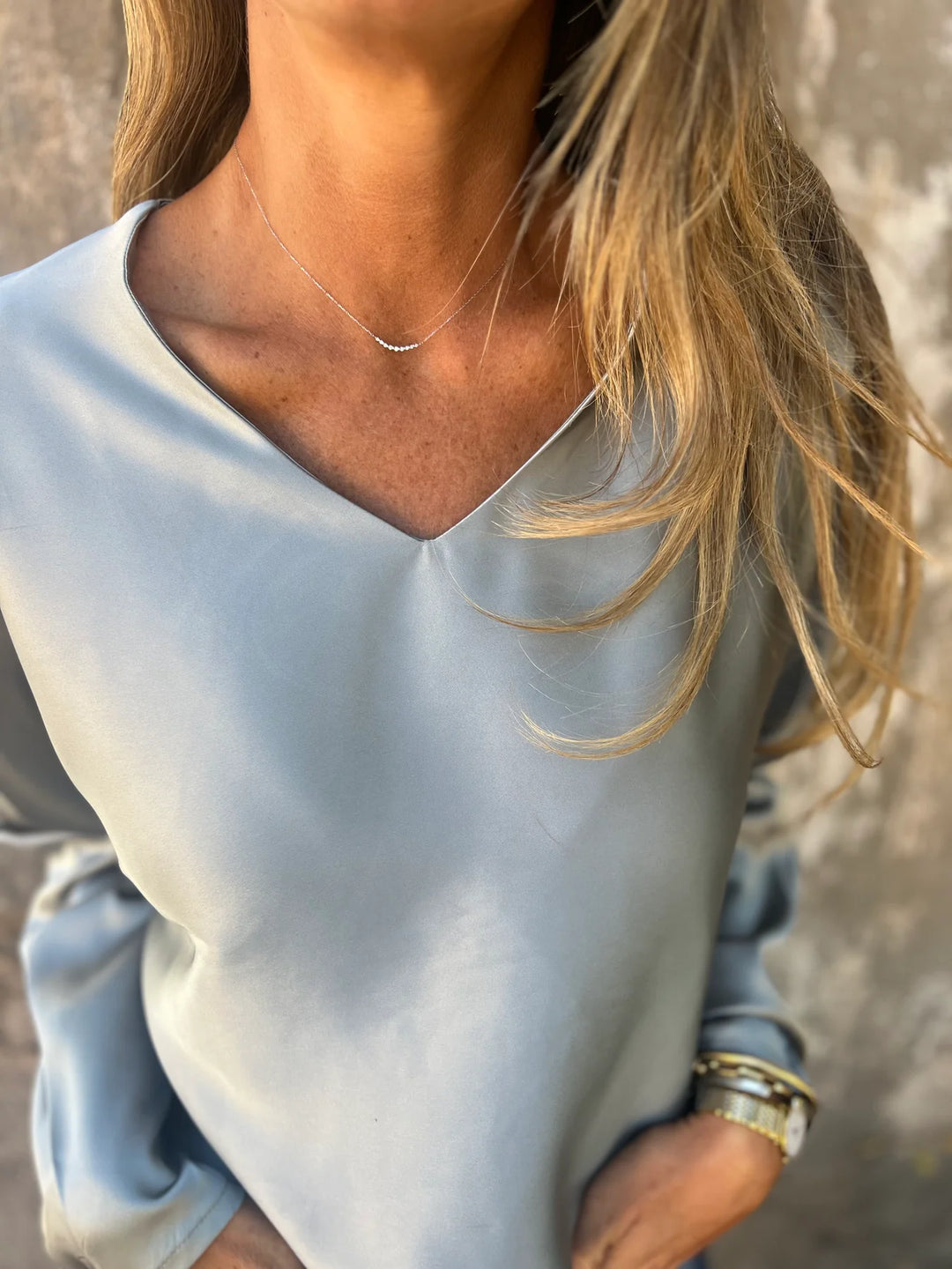 Gerda | Satinbluse mit elastischem Bund