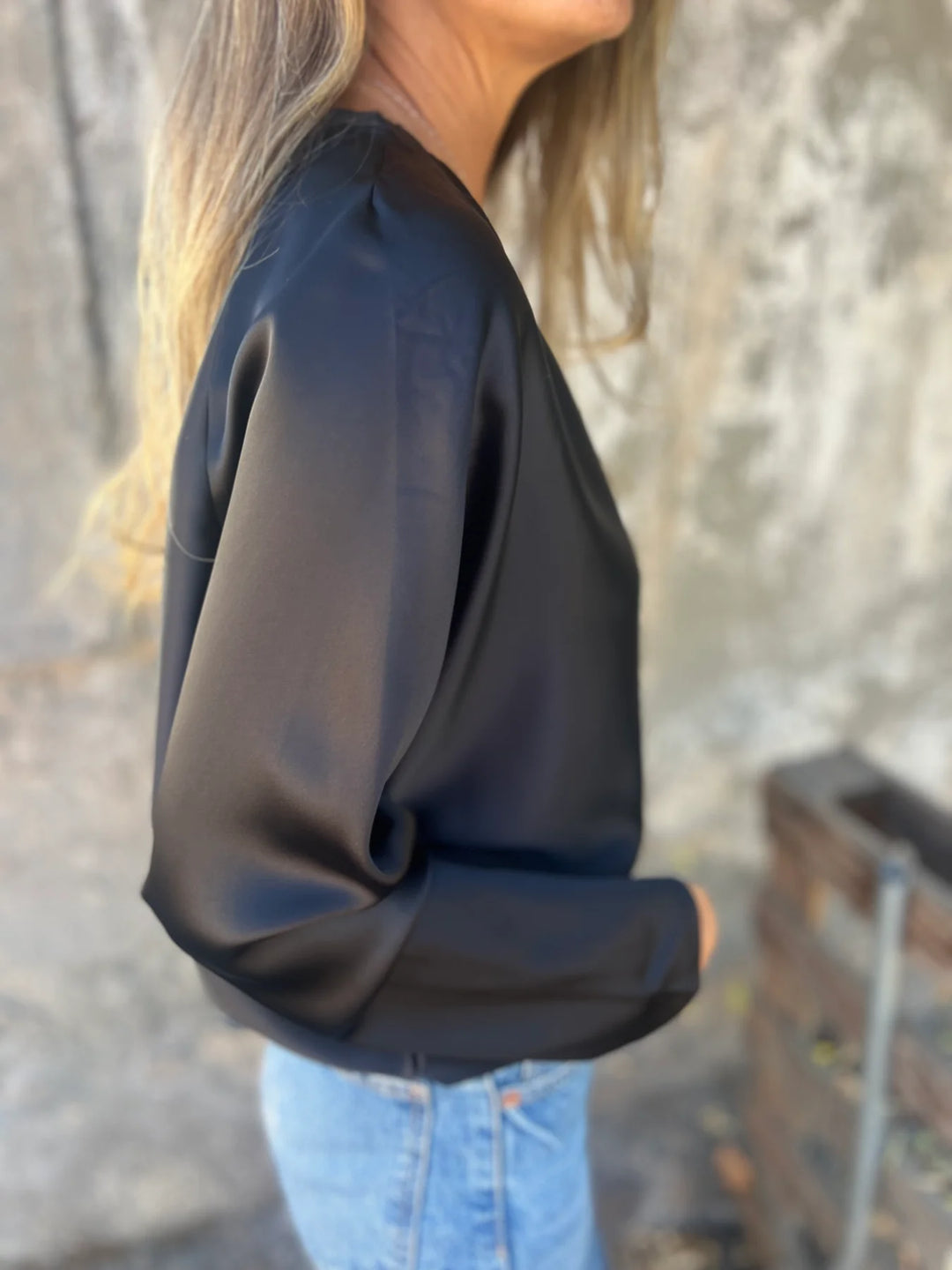 Gerda | Satinbluse mit elastischem Bund