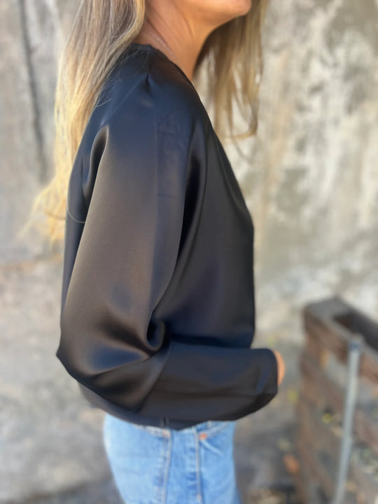 Gerda | Satinbluse mit elastischem Bund