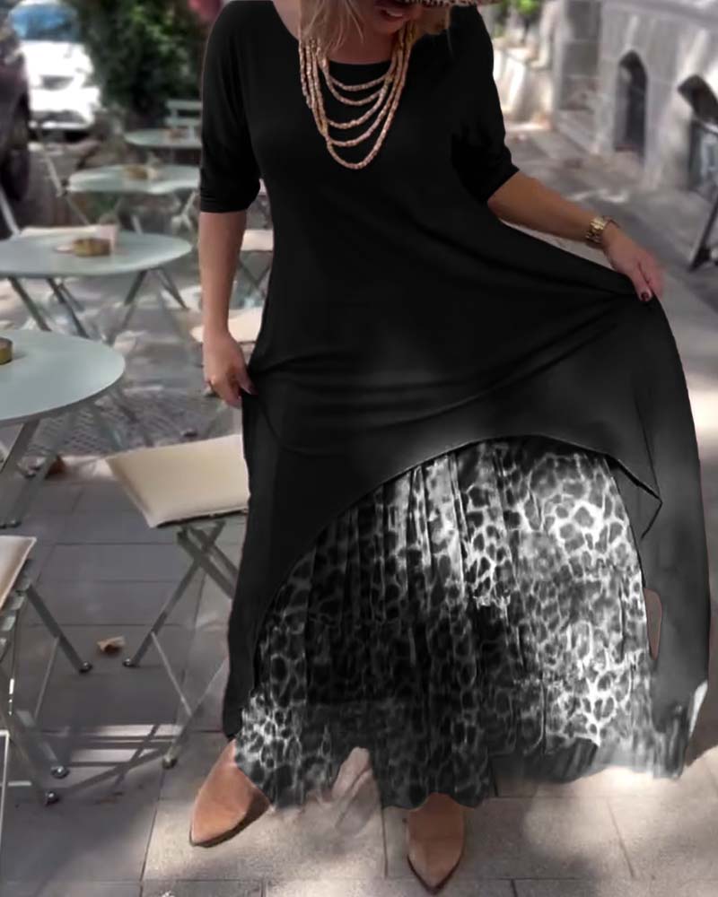 Bettina | Asymmetrisches Kleid mit Leoparden-Tüllrock