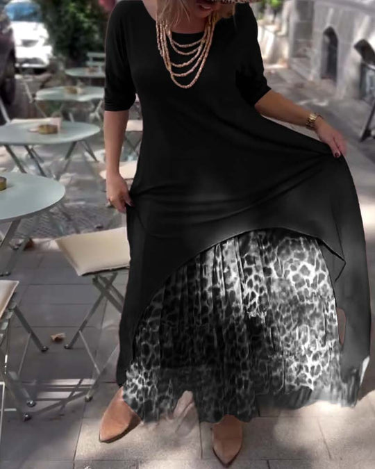 Bettina | Asymmetrisches Kleid mit Leoparden-Tüllrock