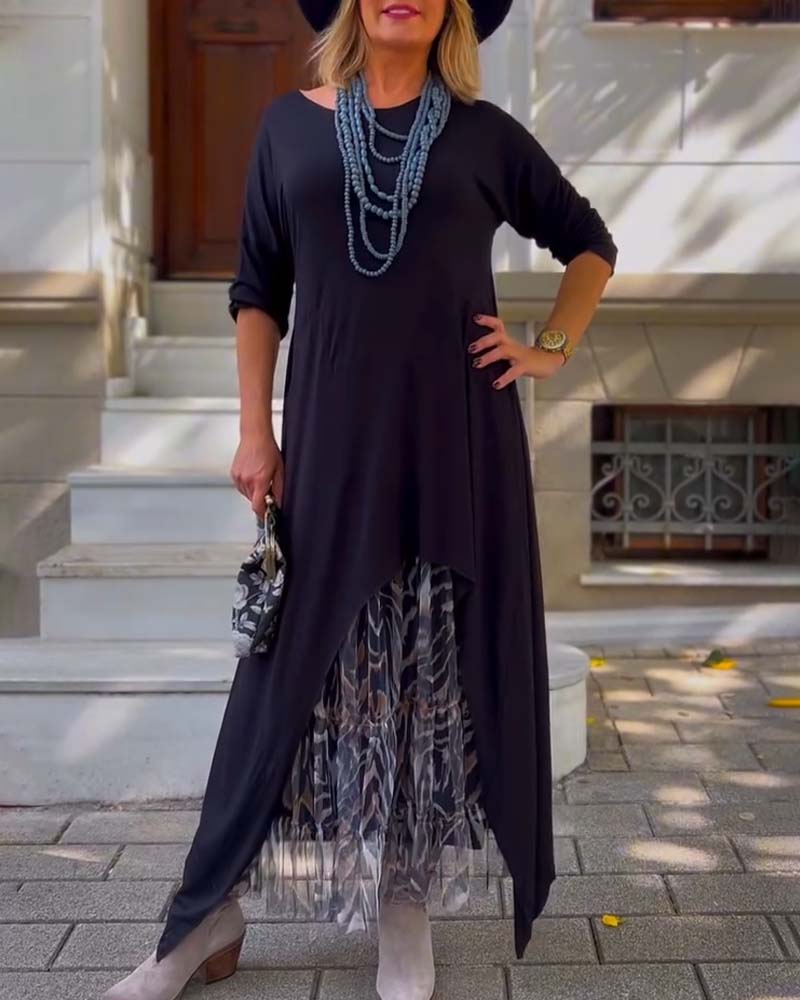 Bettina | Asymmetrisches Kleid mit Leoparden-Tüllrock