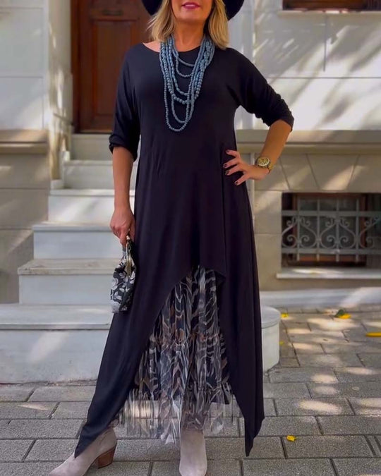 Bettina | Asymmetrisches Kleid mit Leoparden-Tüllrock