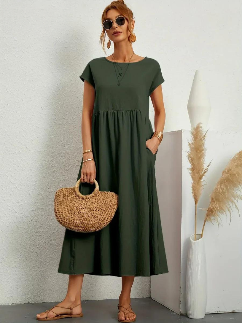 Kirsten | Sommerkleid aus Baumwoll-Leinen-Mix mit entspannter Passform