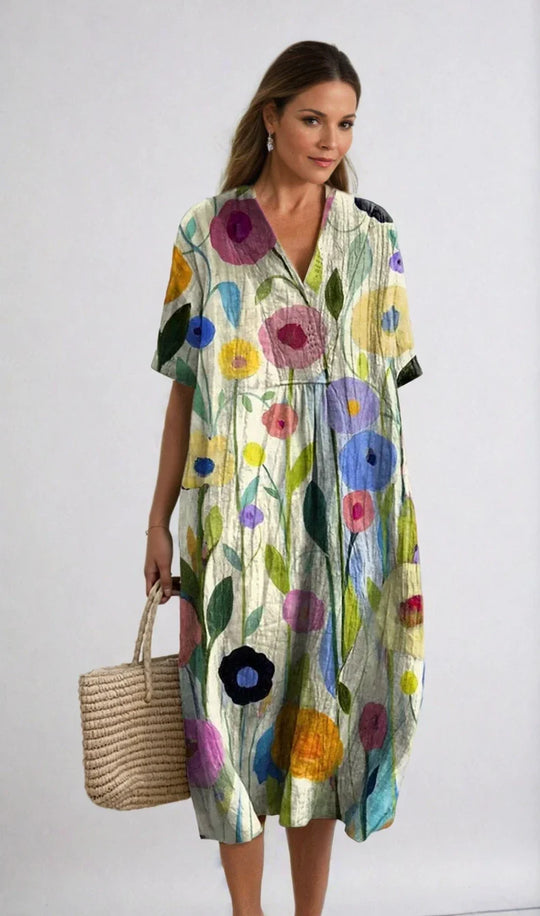 Emma | Farbenfrohes Sommerkleid mit blumigem Design