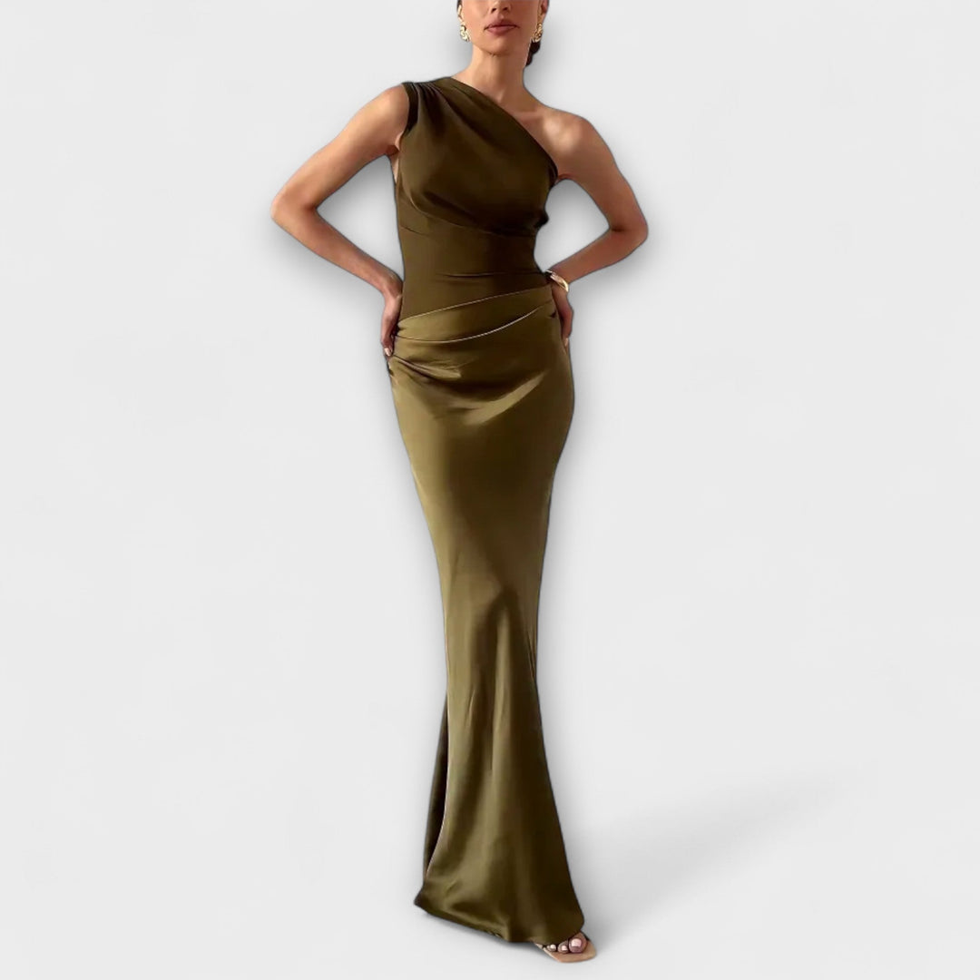 Britta | Elegantes One-Shoulder-Faltenkleid für besondere Anlässe