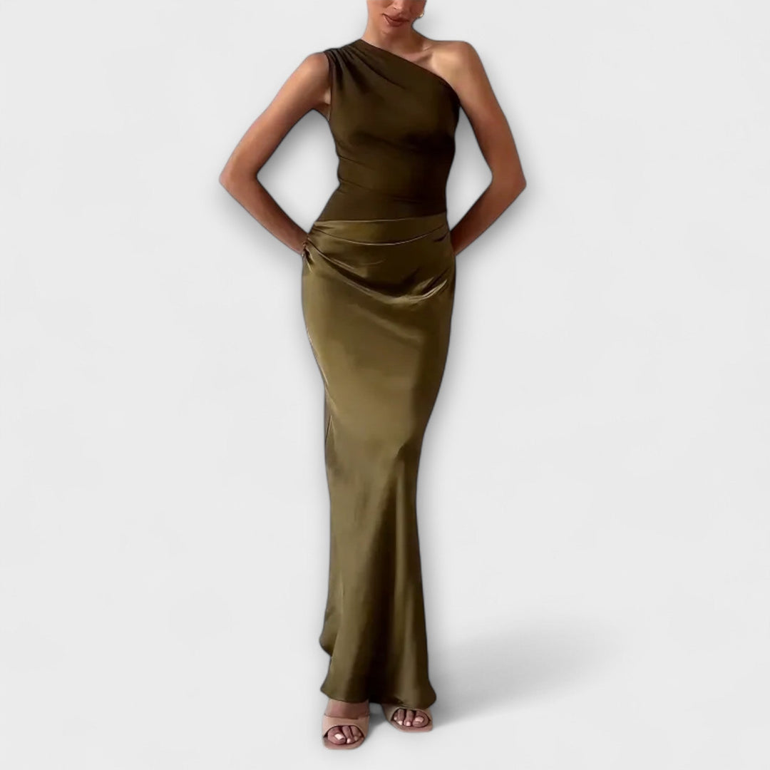 Britta | Elegantes One-Shoulder-Faltenkleid für besondere Anlässe