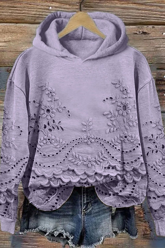 Amalia | Kapuzenpullover mit floraler Spitze