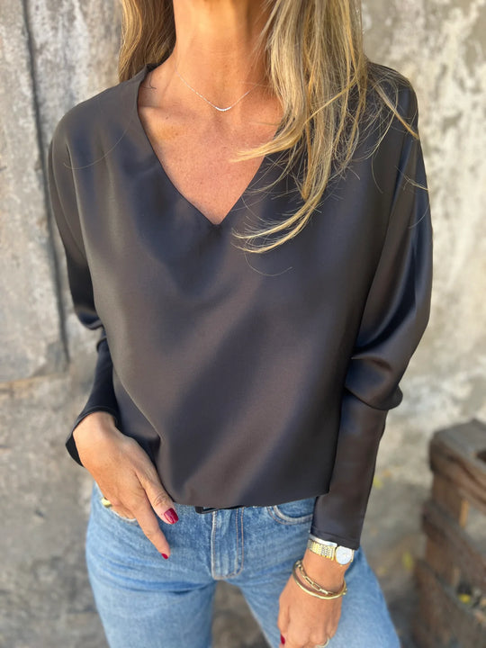 Gerda | Satinbluse mit elastischem Bund