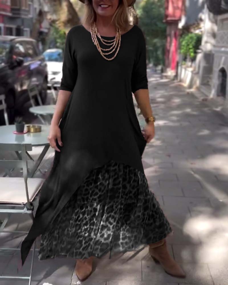 Bettina | Asymmetrisches Kleid mit Leoparden-Tüllrock
