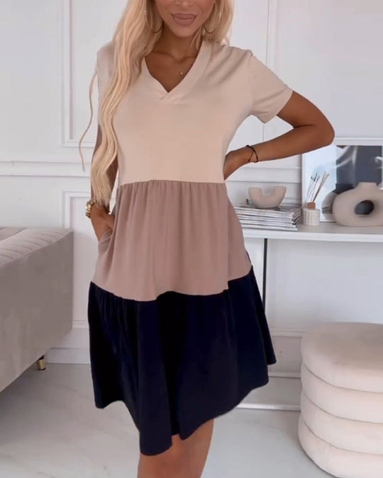 Alva | Farbblock Freizeitkleid mit entspanntem Schnitt