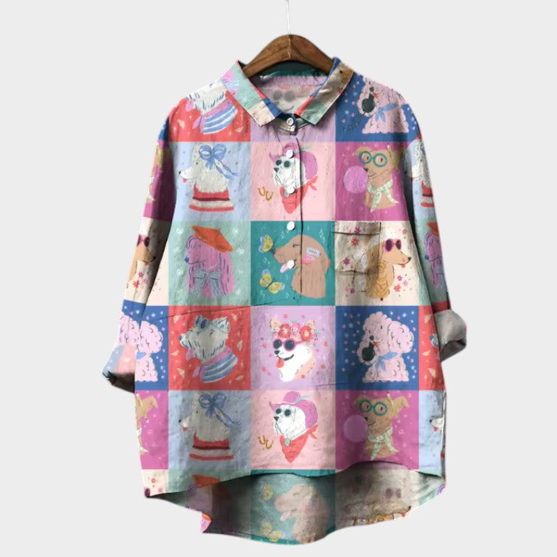 Evi | Verspielte Bluse mit Hunde-Print