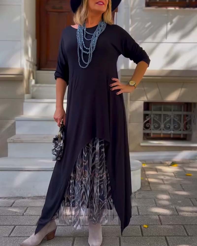 Bettina | Asymmetrisches Kleid mit Leoparden-Tüllrock
