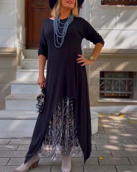 Bettina | Asymmetrisches Kleid mit Leoparden-Tüllrock
