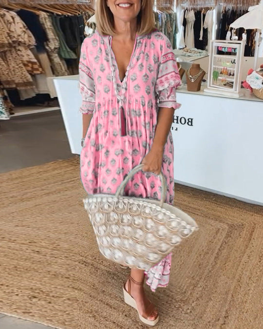 Alma | Fließendes Sommerkleid mit modernem Print
