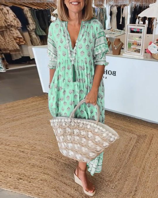 Alma | Fließendes Sommerkleid mit modernem Print