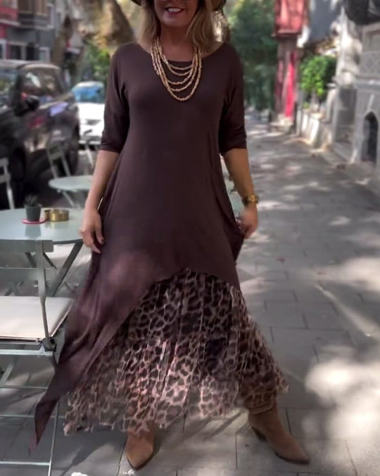 Bettina | Asymmetrisches Kleid mit Leoparden-Tüllrock
