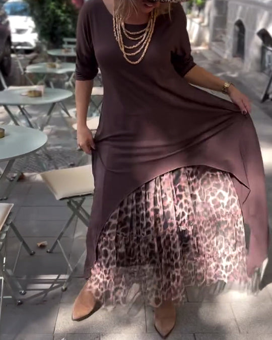 Bettina | Asymmetrisches Kleid mit Leoparden-Tüllrock