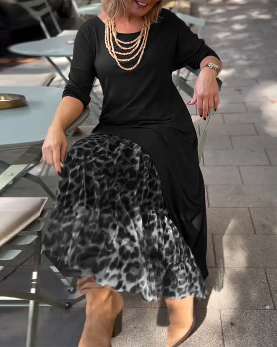 Bettina | Asymmetrisches Kleid mit Leoparden-Tüllrock