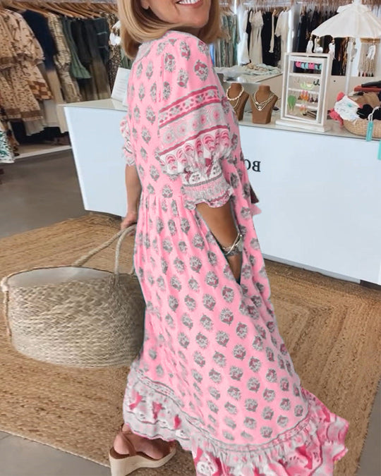 Alma | Fließendes Sommerkleid mit modernem Print