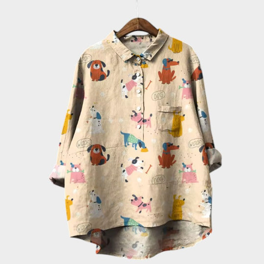 Evi | Verspielte Bluse mit Hunde-Print