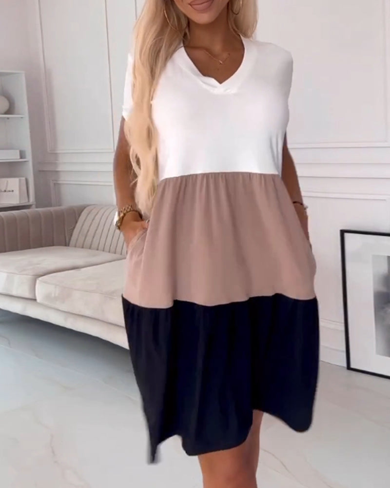 Alva | Farbblock Freizeitkleid mit entspanntem Schnitt