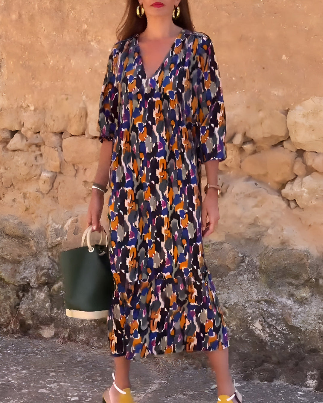 Marion | Fließendes Kleid mit künstlerischem Print