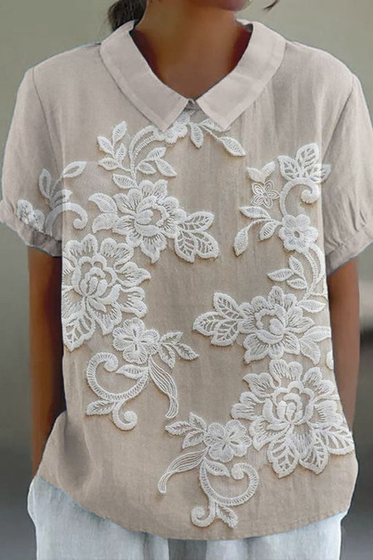 Cilly | Bluse mit verspieltem Kragen und zarten Stickereidetails