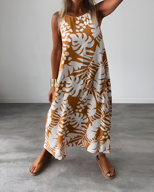 Franziska | Sommerkleid mit fließender Passform und Blättermuster
