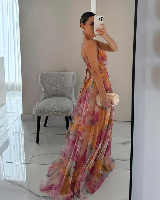 Xenia | Fließendes Maxikleid mit zartem Blumenmuster